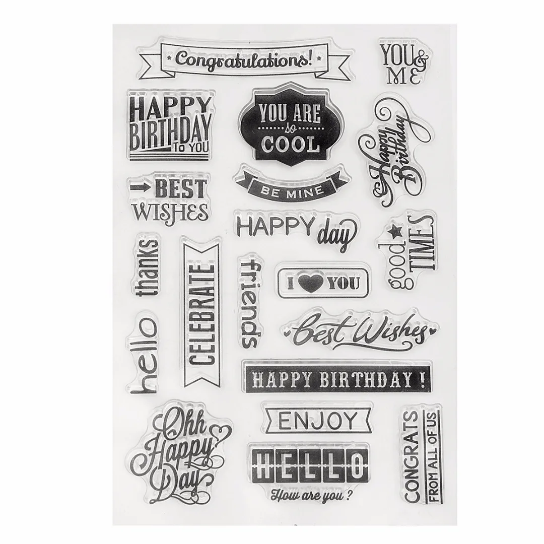 JX-LCLYL 16*11cm Happy Birthday Transparent Silicone Rubber Stamp Cling Seal Scrapbooking | Дом и сад