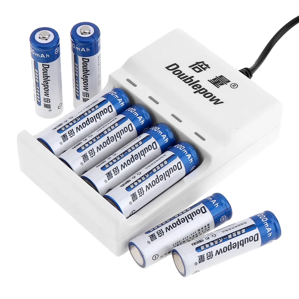 8 шт. Doublepow 1200 мАч Ni CD AA перезаряжаемая батарея + 4 слота USB AAA NiMH NiCD зарядное