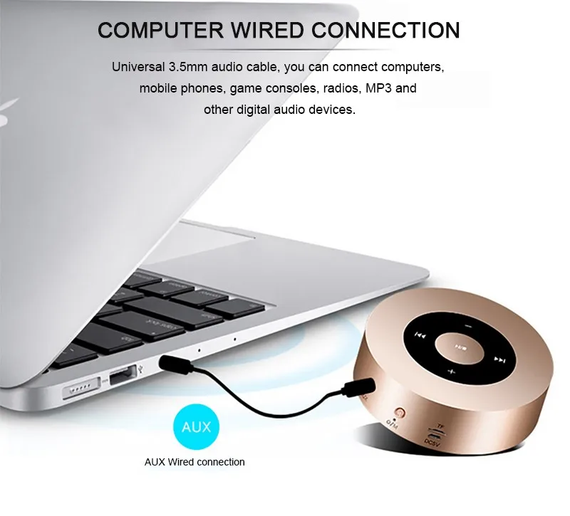 TOPROAD мини Колонка Беспроводная Bluetooth Колонка портативные стальные сенсорные динамики Altavoz Handfree с микрофоном для телефонов iPhone Xiaomi