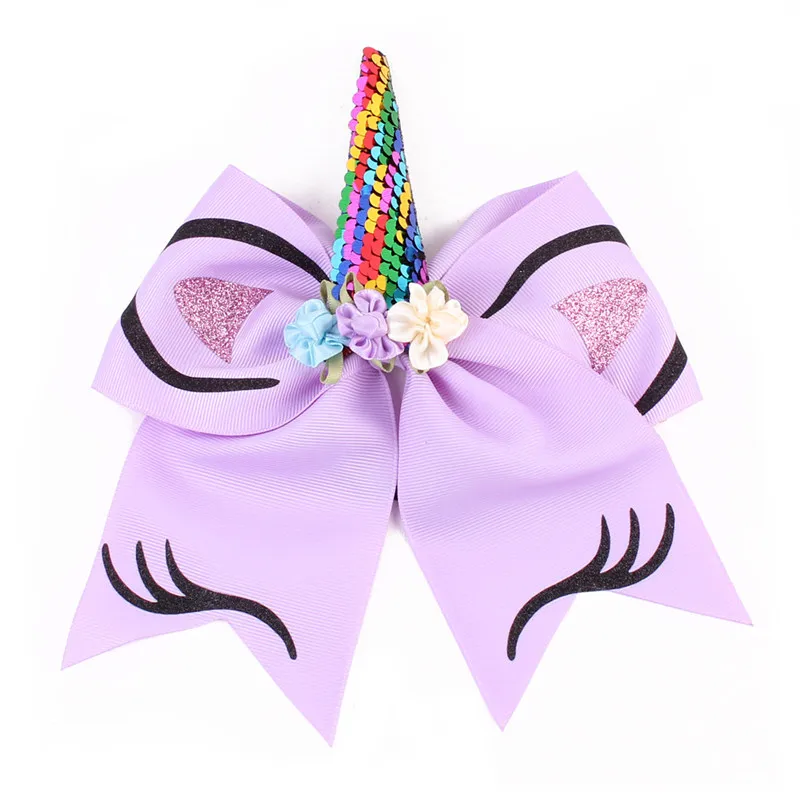 Hot Sale Ribbon Bow Unicorn Print Colorful Kids Party Fashion Hairbows Ring |