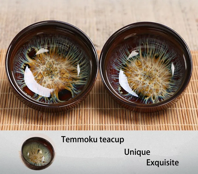 1 шт. Temmoku глазурь чайная чашка, кунг-фу чашка для печи керамическая чашка чайная чашка, Китайский Цзиндэчжэнь звездное небо чайный сервиз красиво произведение искусства