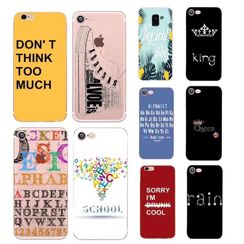 Letters Queen &amp King Couples Phone Cases For iPhone 8 Case Soft Silicon Cover X 5 5s se 6 6S 7 8Plus Coque |