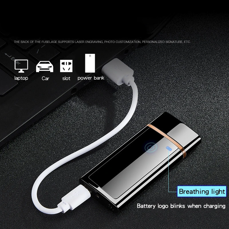 Usb зарядка Электронная Зажигалка Ветрозащитная тонкая мужская индивидуальная Женская электрическая нагревательная цветная сигарета зажигалка