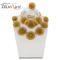 mukun 2017 latest fashion african jewelry set round pendant gold color dubai big necklace earrings wedding sets gift for women