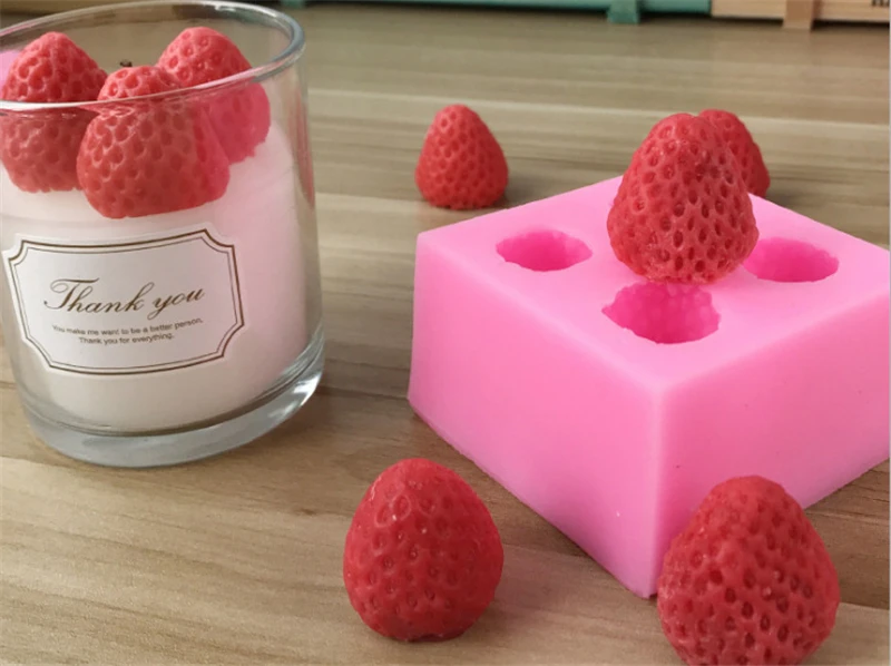 Silicone Mold 3D Fruit Strawberry Shape Fudge DIY Chocolate Decoration Stencil Sugarcraft Ice Cube Baking Tool KK194 | Дом и сад