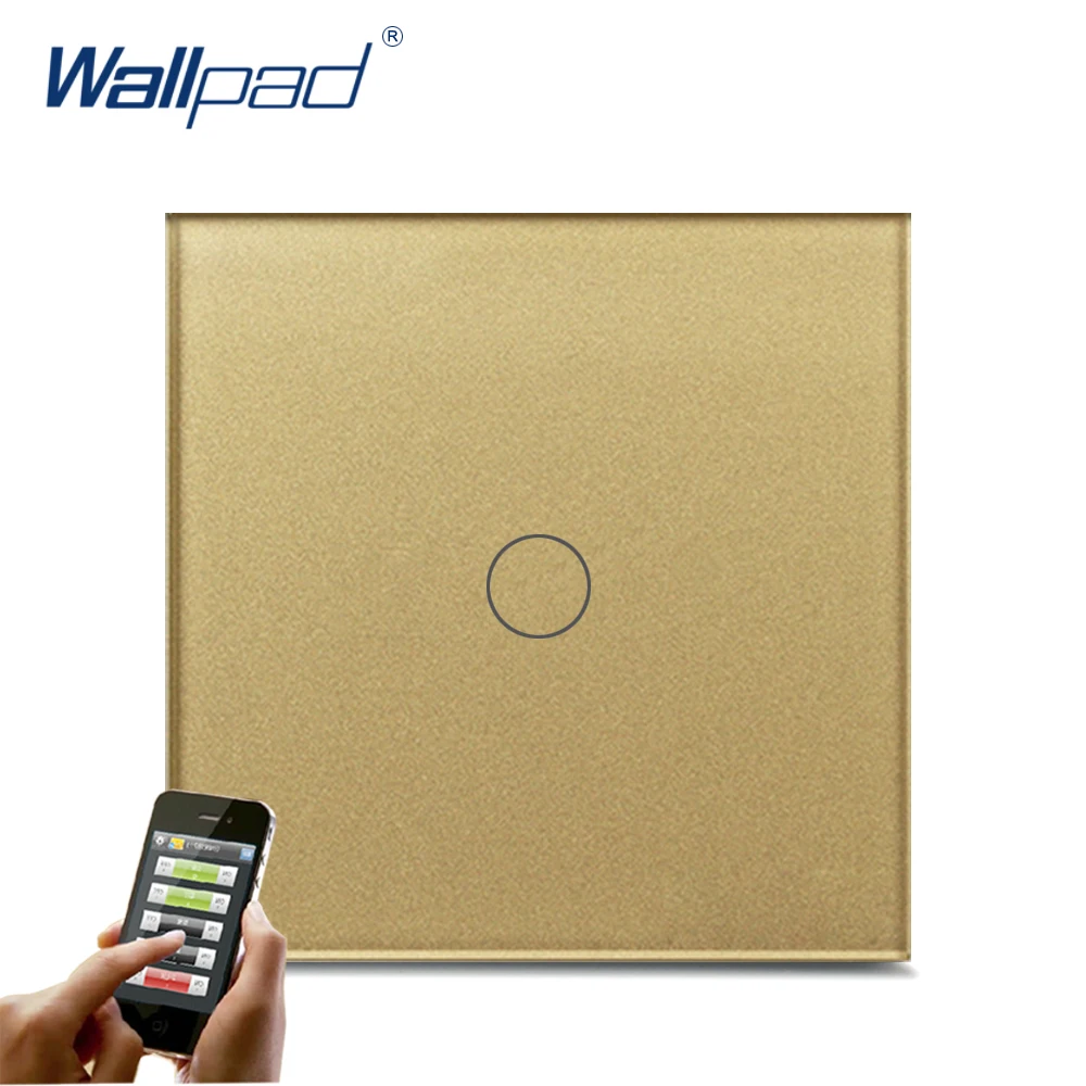 

Hot Sales Wifi Switch Wallpad Gold Glass Switch Android IOS EU UK 110V-240V AC 1 Gang APP Wireless WIFI Wirelss App Switch