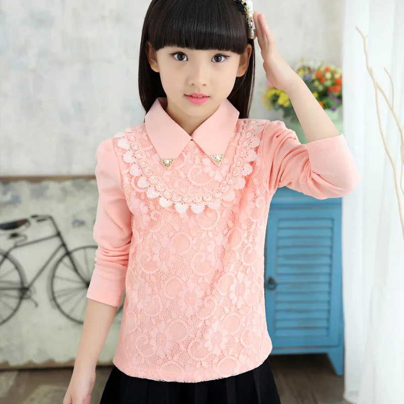 Детская рубашка для девочек хлопковая с рукавами на весну и осень 2017 г. новая