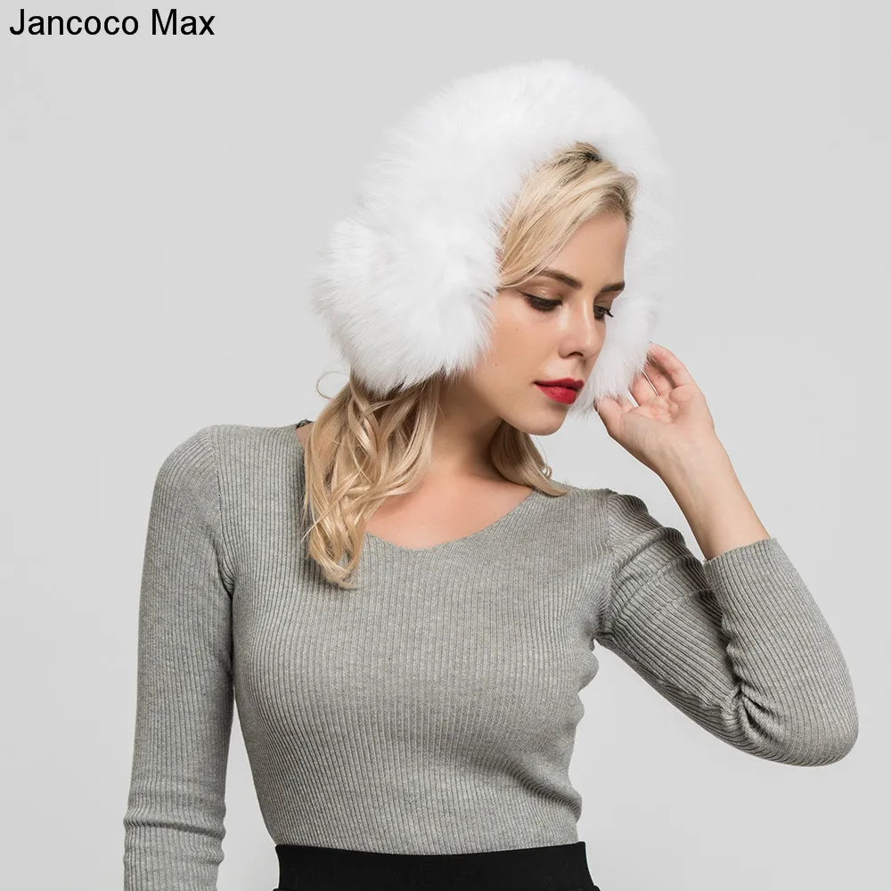 Jancoco Max+ натуральным лисьим мехом Наушники для защиты от холода, шарф, зимний теплый Одежда высшего качества шапки-ушанки Для женщин S7136