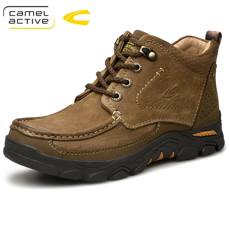 Мужские зимние ботинки Camel Active коричневые брендовые уличные из натуральной кожи