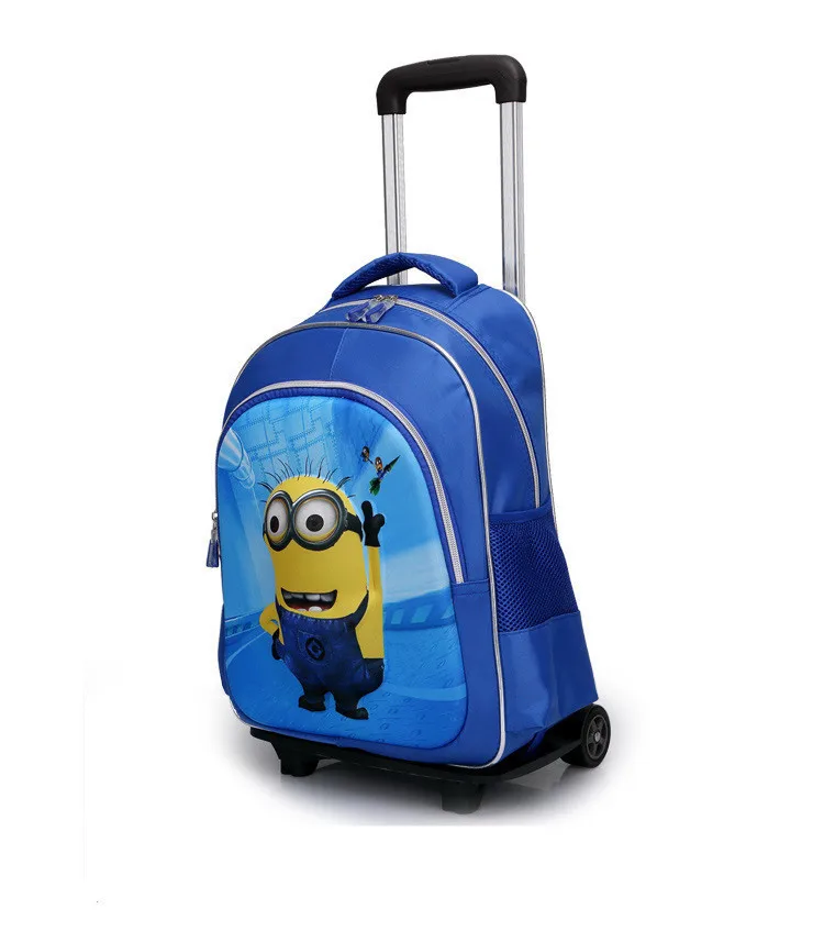 DHL Free Shipping Me Cartoon Backpack On Wheels Boys Blue Minion RemovableTrolley School Bag Kids Book Mochila Infantil | Багаж и сумки