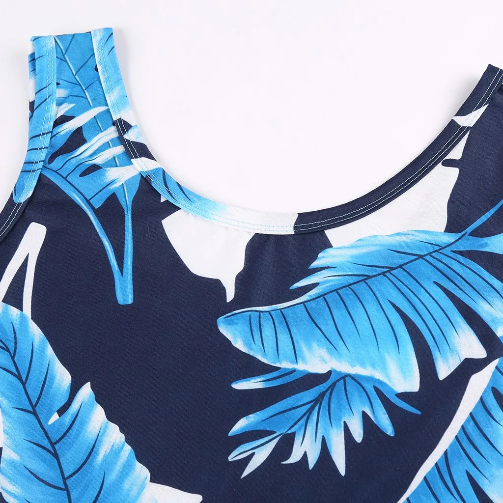 2019 New Fashion Casual Ladies Print Sleeveless Banana Leaf Dress Comfortable Summer Dresses Women Dresses|Женские платья| |