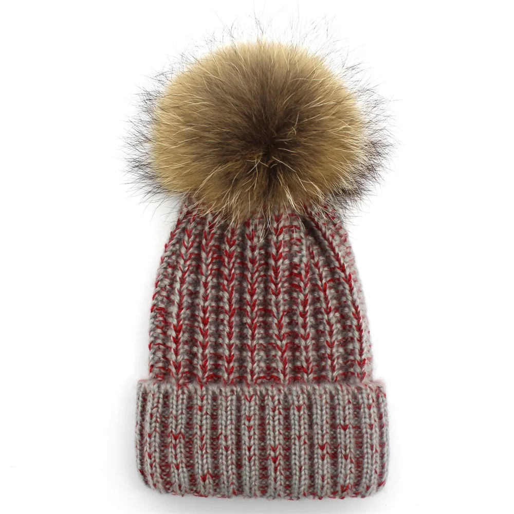 Minhui Новая модная Ангорская шерстяная шапка женская с помпоном из натурального