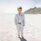 Летний Пляжный Свадебный синий льняной костюм для мальчиков 2019 Детские блейзеры костюм для мальчика официальная свадебная одежда детская одежда