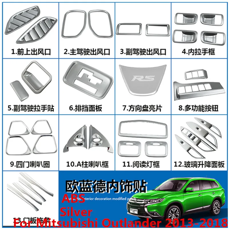 High quality ABS central control panel gear panel car interior set For Mitsubishi Outlander 2013- Car Covers Car-styling