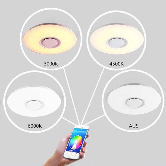 60 Вт Rgb заподлицо круглый Звездный светильник, музыкальный светодиодный потолочный светильник с bluetooth-динамиком, светильник с регулируемой яркостью, изменяющий цвет