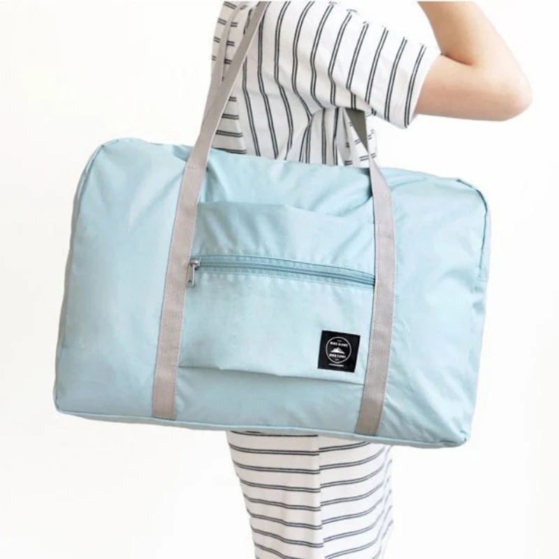 Light Blue Большая складная нейлоновая сумка для путешествий, дорожная сумка для путешествий, Женский органайзер, женская сумка для путешествий - Цвет: Light Blue