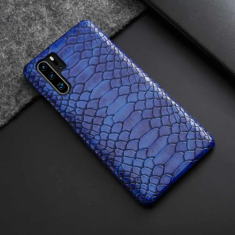 Синий Boucho кожаный чехол для телефона из змеиной кожи для huawei P30 P20 lite Pro mate 20 RS P30lite P20pro P20lite P30pro 20RS жесткий чехол из поликарбоната - Цвет: Синий