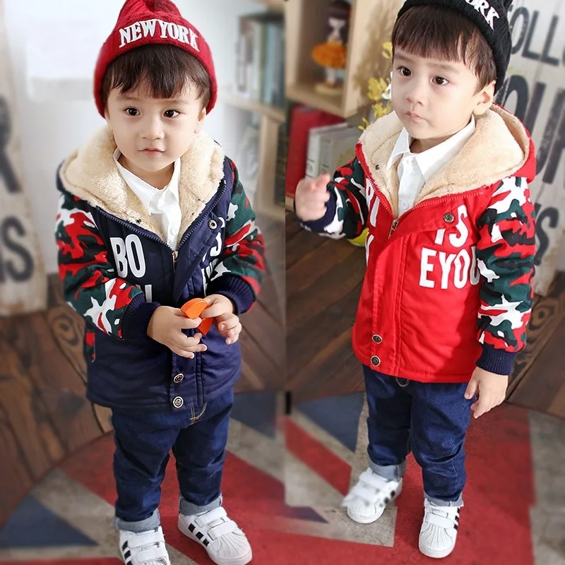 

Boys Coat Fashion Girls Hooded Jacket Camouflage Printed Winter Kid Baby Jackets Thick Warm Outerwear Children New Clothing 1-6Y