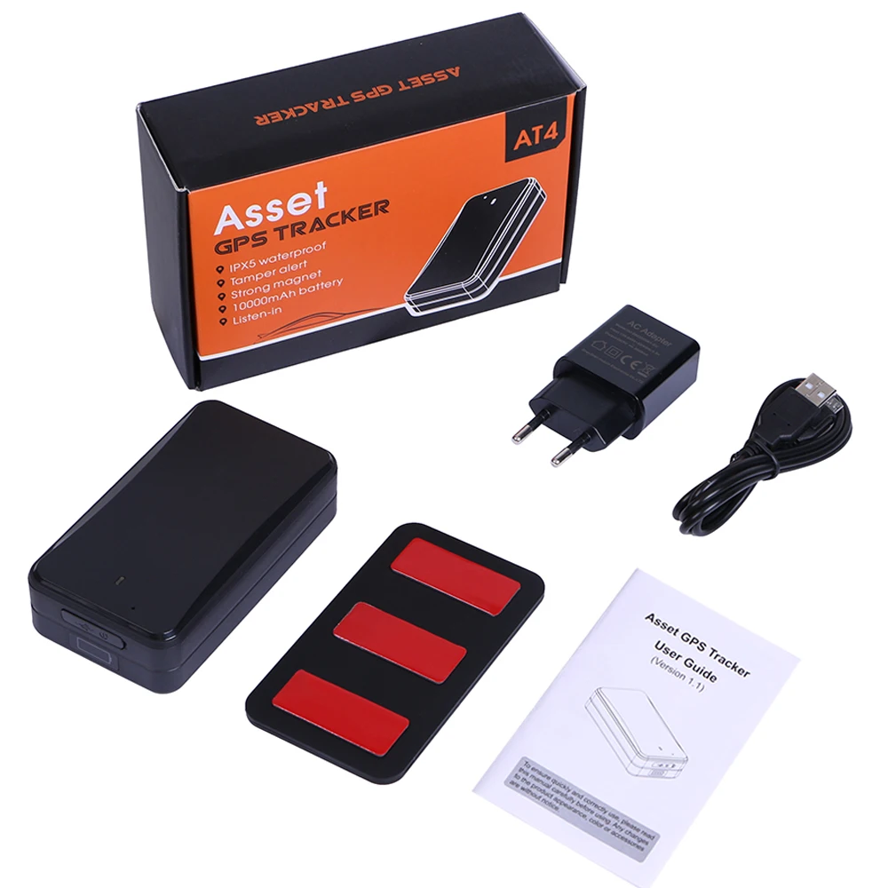 

AT4 GPS Tracker Car Strong Magnets GPS Vehicle Tracker 10000mAh Voice Monitoring Tamper Alarm WIFI LBS GPS Locator Free Software