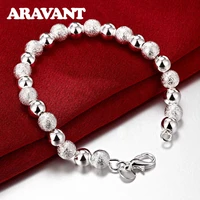 925 silver smooth scrub 8mm beads chain bracelets for women fashion jewelry