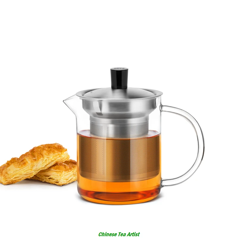 Термостойкий стеклянный мини-чайник Kong Fu заварочный чайник из нержавеющей стали