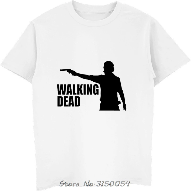 The Walk Dead Футболка мужская для мальчиков летняя белая Молодежная с круглым вырезом