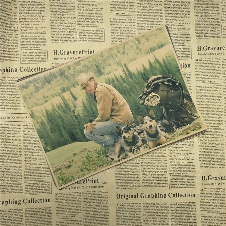 Постер из крафт бумаги Brokeback с изображением гор классического фильма бара кафе