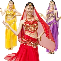 feecolor indian belly dance clothes costume performance wear huazhung skirt chain piece set