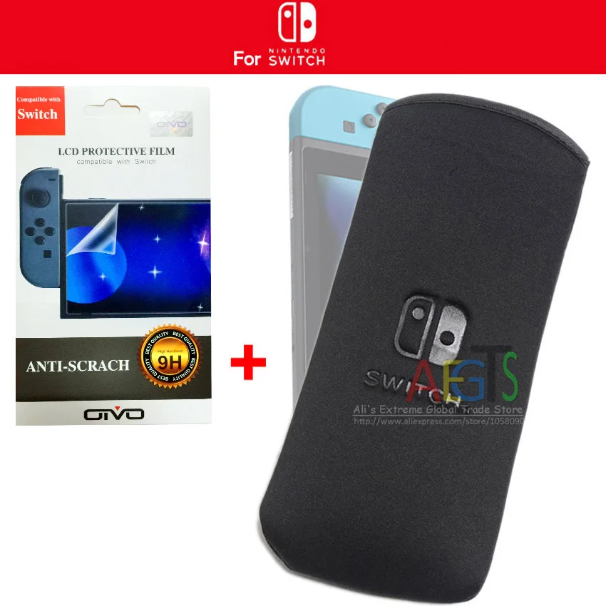 2 in 1 Screen Protector + Soft Portable Pouch Bag for Nintendo Switch NS Game Console For Carrying Case | Электроника