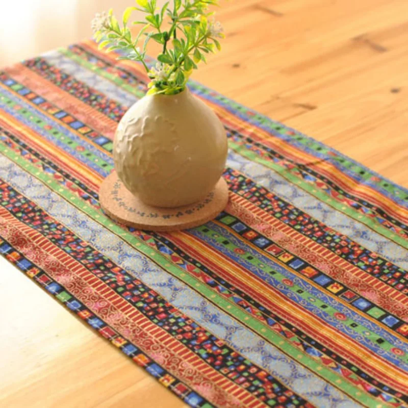 Красные синие из хлопка и льна декоративные Настольная дорожка с Ленточки Юго