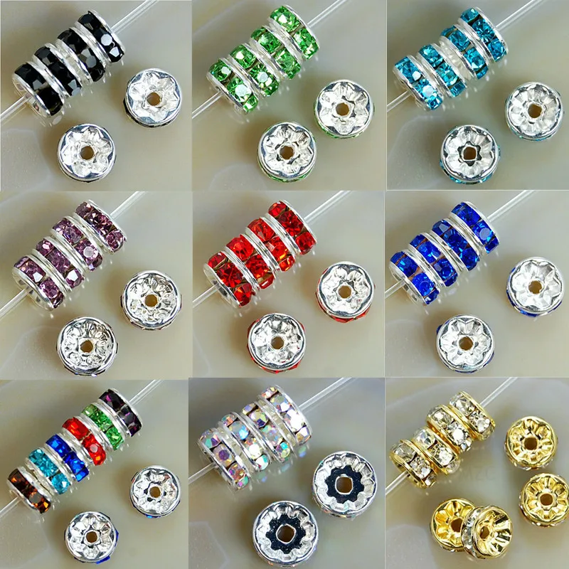 8 мм Металл Кристалл Rondelle 17 цветов на выбор 200 шт. бисера для изготовления