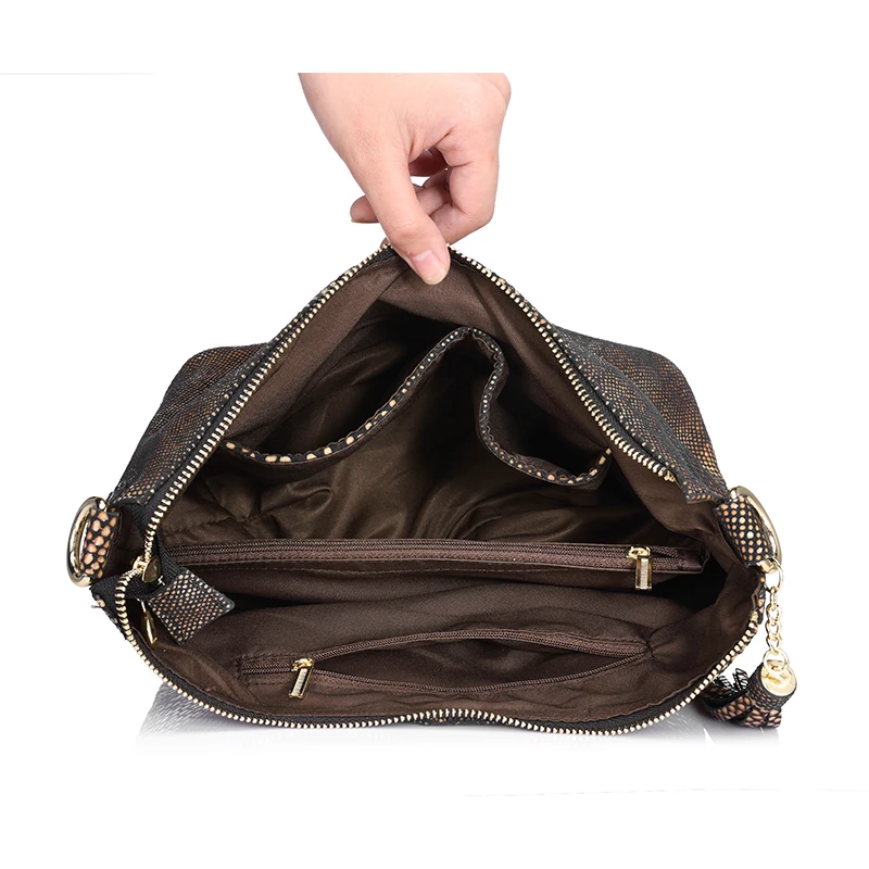Женская сумка через плечо из натуральной кожи с кисточкой REALER|genuine leather shoulder bag|bag