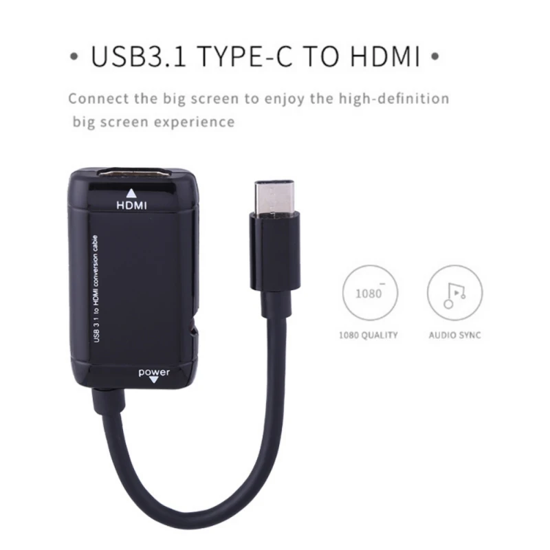 Универсальный Кабель-адаптер USB3.1 Type C (MHL) к HDMI 1080P Переходник для мобильных