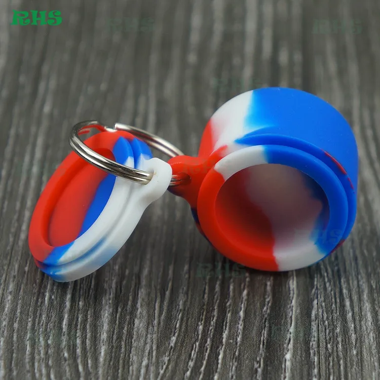 

20pcs Available stock 6ml key rings shape silicone wax container,Non-stick Concentrate Storage 6ml silicone wax free shipping