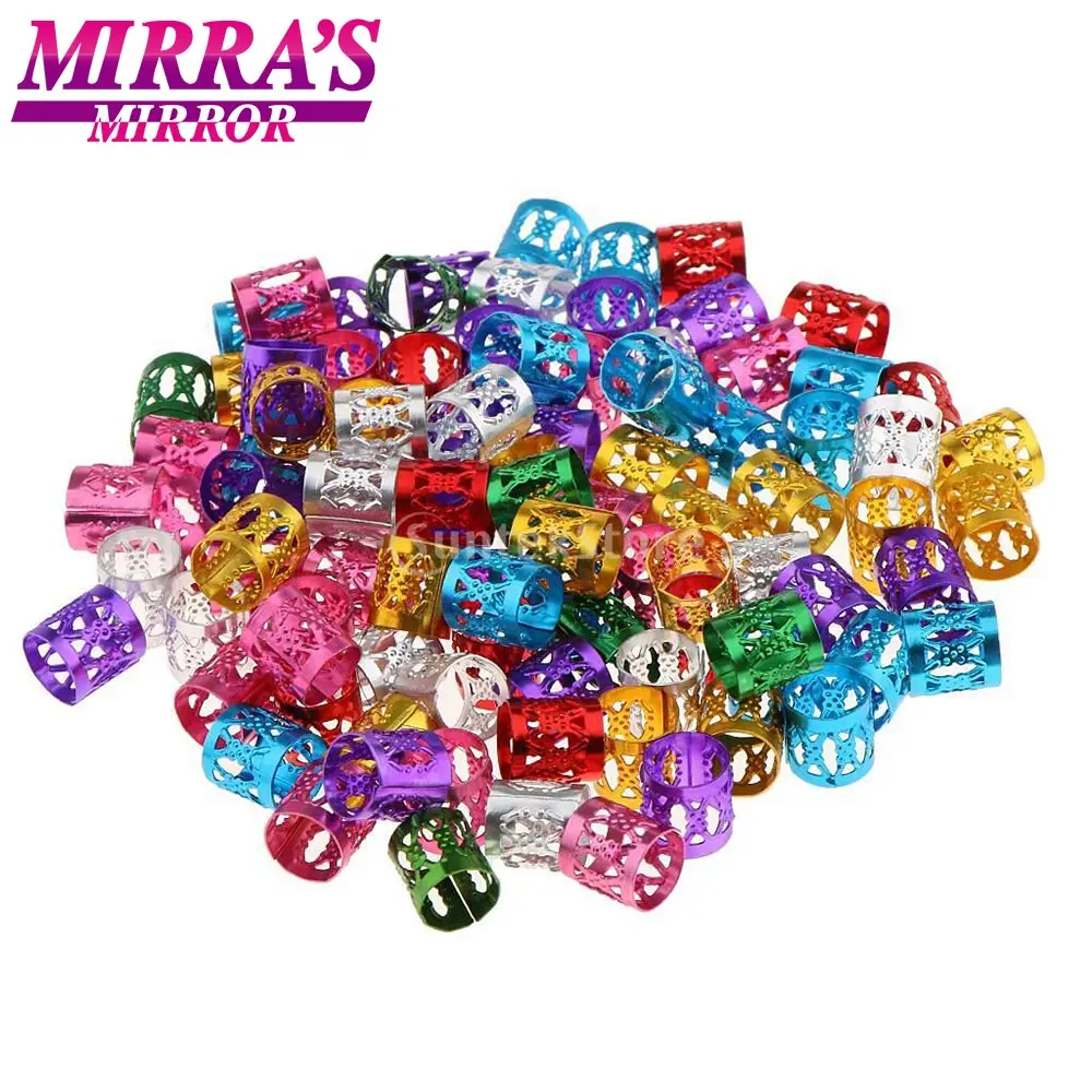 Зеркальные Кольца для волос Mirra 100 шт. смешанные бусины косичек серебряные кольца