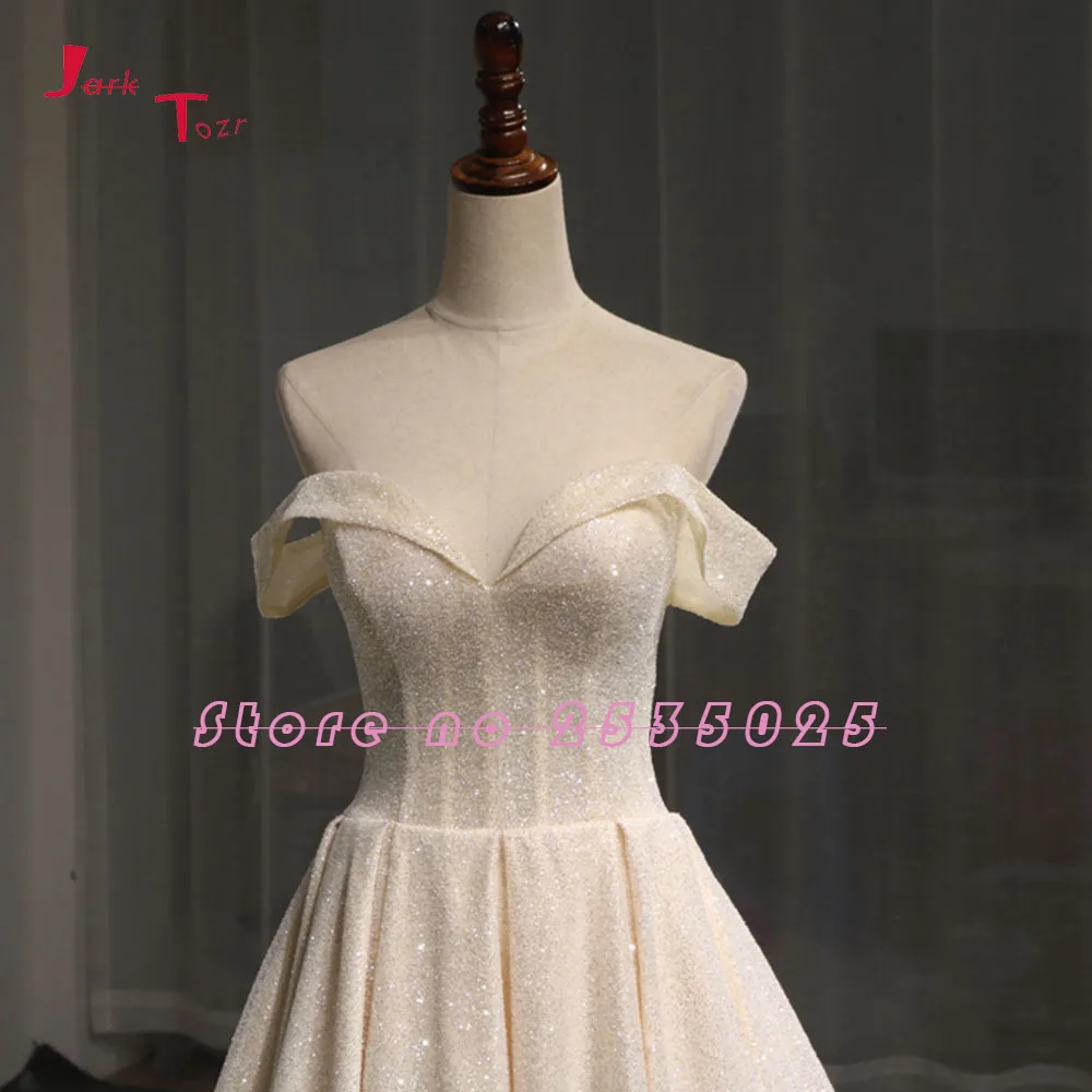 Jark Tozr Vestido De Noiva с открытыми плечами короткий рукав кружево Up Light шампанское Винтаж