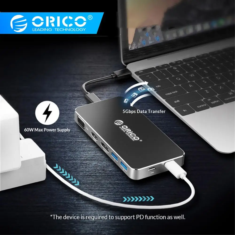 Orico все в одном USB C док станция для ноутбука к DP HDMI VGA 4 K с 3 0 typeC PD SAMSUNG разветвитель
