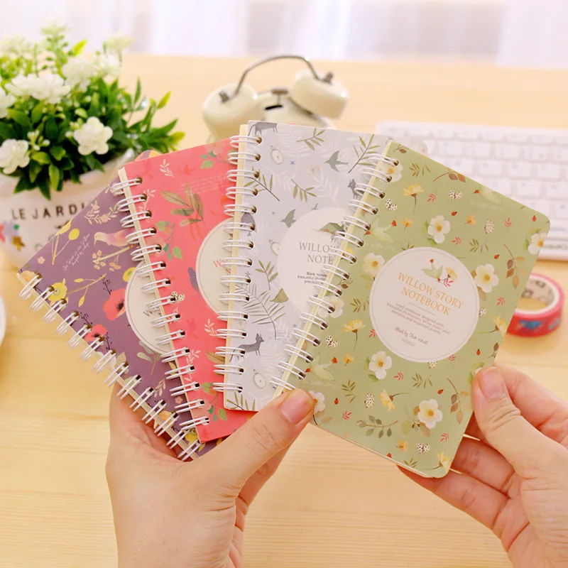 Каваи Корея канцелярские природные ивы история катушки Notbook спиральный блокнот