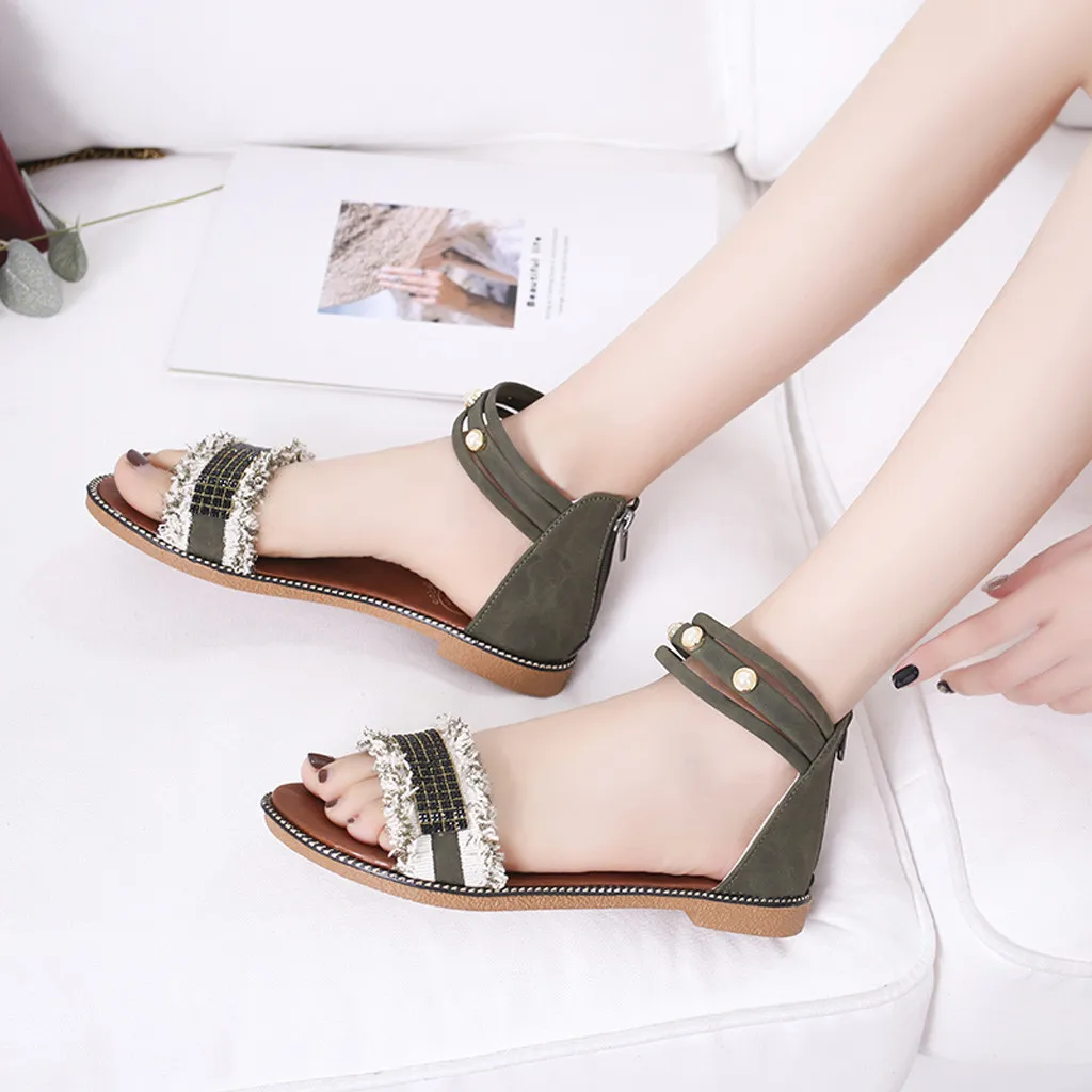 Женские кожаные сандалии черные на плоской подошве Размеры 35 39 лето