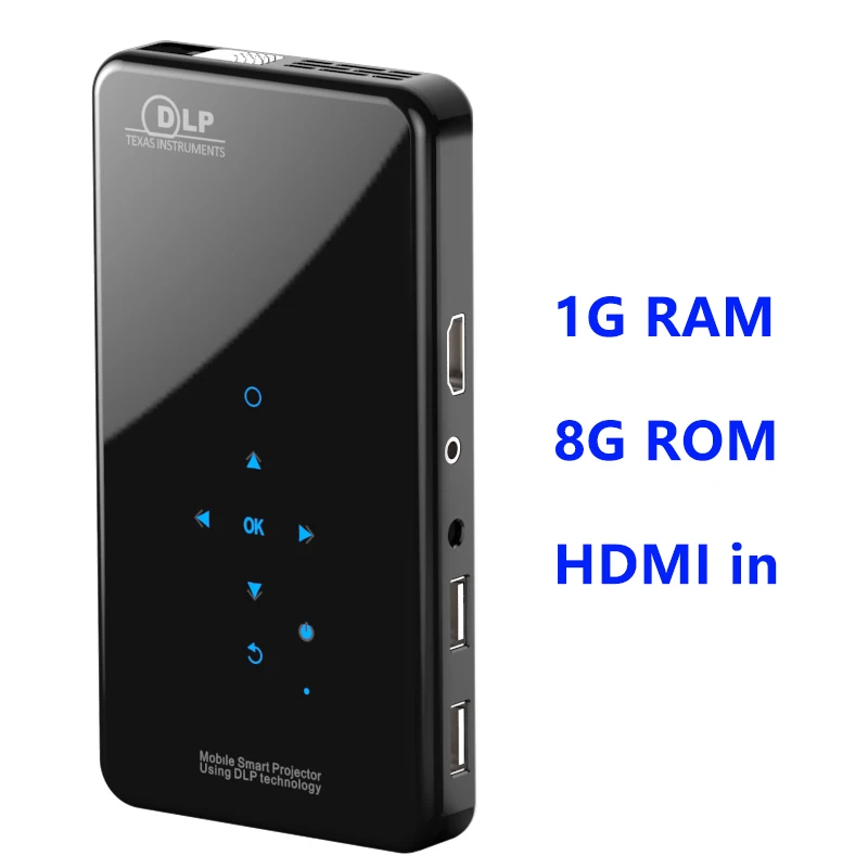 1G 8G Black SmartIdea X2 Android 7,1 мини-проектор для телефона 200 люмен 5G wifi bluetooth Батарея для 3 часов воспроизведения сенсорных клавиш HDMI in 1080P проектор - Цвет: 1G 8G Black