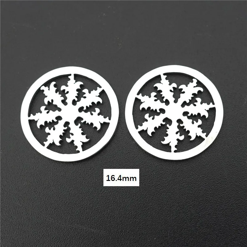round snowflake Нержавеющая сталь разъемы растения розы узор в виде кленового листа ананас кактус Подвески Diy браслет изготовление, поиск ювелирных изделий 5 шт./лот - Цвет: round snowflake