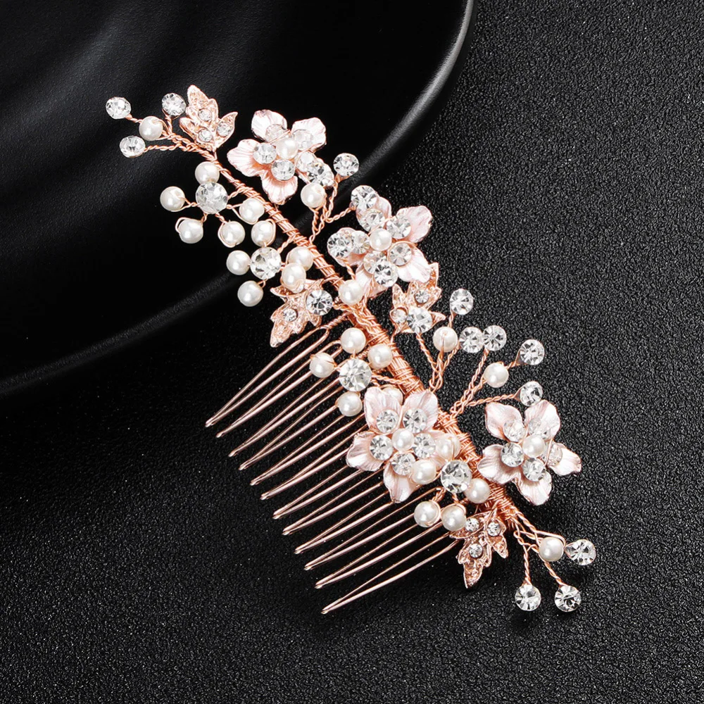 

New Beautiful Flower Pearl Design Insert Comb Bride Pearl Hair Combs Wedding Dress Accessories Women Head Piece Hair Ornaments