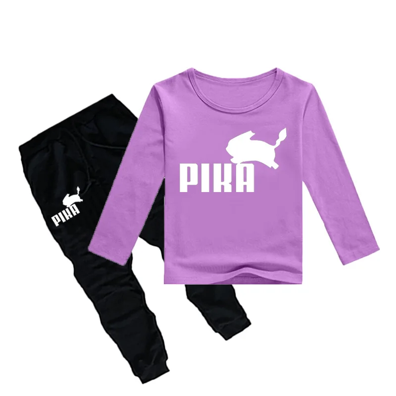COLOR 10 Z&Y 2-16Y Fashion Pokemon T Shirt Pants Set Kids Tracksuit Boys Sportswear Sets Girls Outfits Sporting Suit Casual Clothing Sets - Цвет: COLOR 10