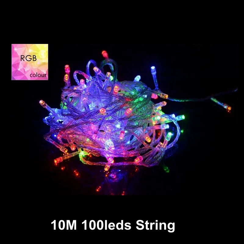 10M 100leds String 220 В светодиодный гирлянда, гирлянда, лампочки, шар, пентаграмма, мерцание, занавеска, декор, гирлянда для дома, Рождества, свадьбы, вечеринки, наружная гирлянда - Испускаемый цвет: 10M 100leds String