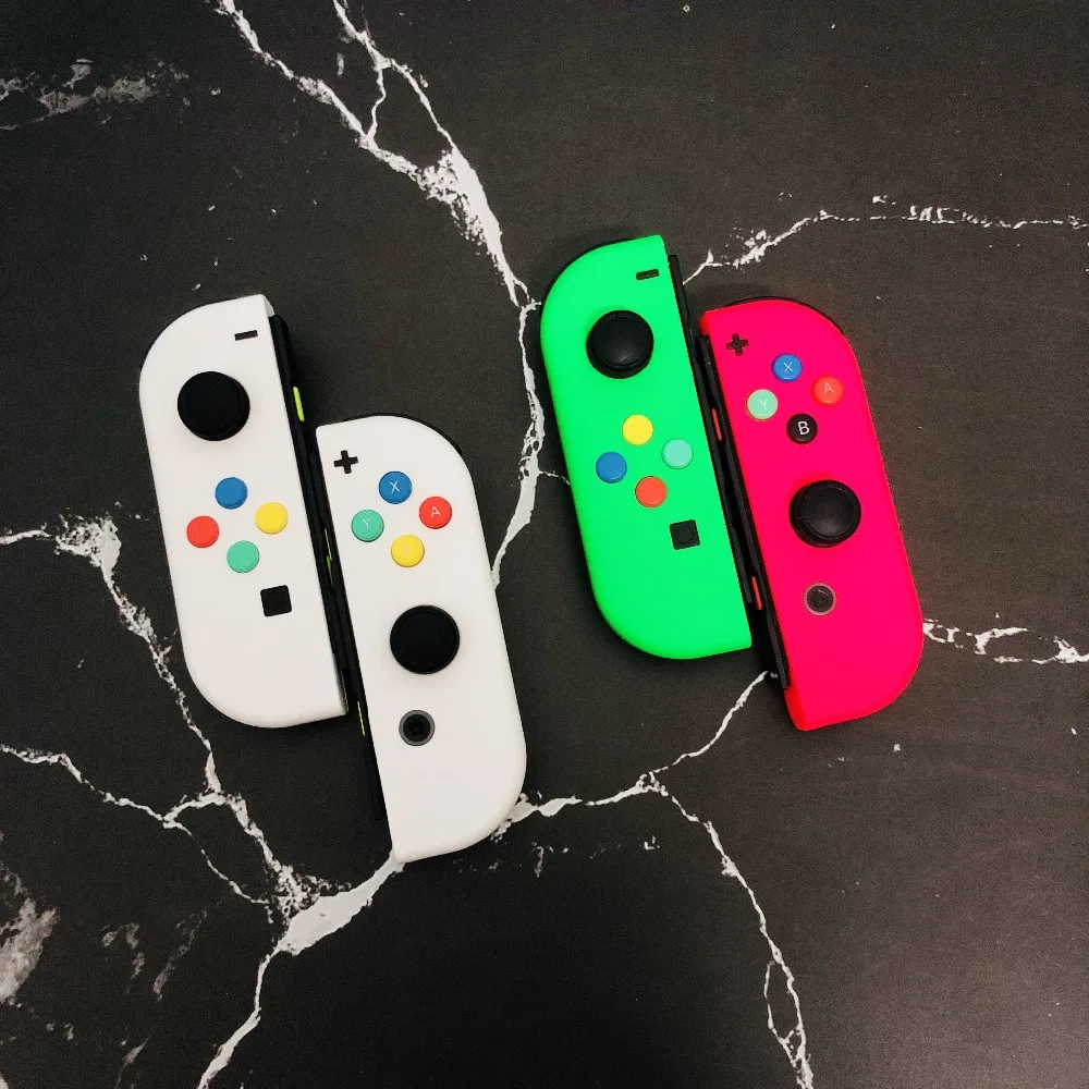 1 пара, новинка, для nintendo Switch, пользовательские Джойстики, белые джойстики Joy Con, NS Switch Joy Con L+ R, джойстик с цветными кнопками ABXY
