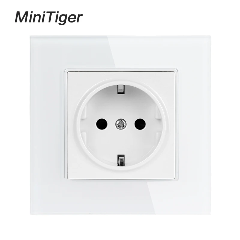Настенная розетка Minitiger из хрусталя с заземлением 16 А черная белая золотистая