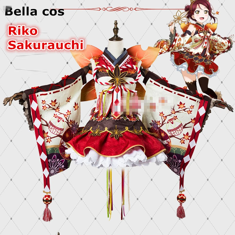 Lovelive sunshine Aqours красный кленовый лист Рико сакураучи косплей костюм кимоно платье