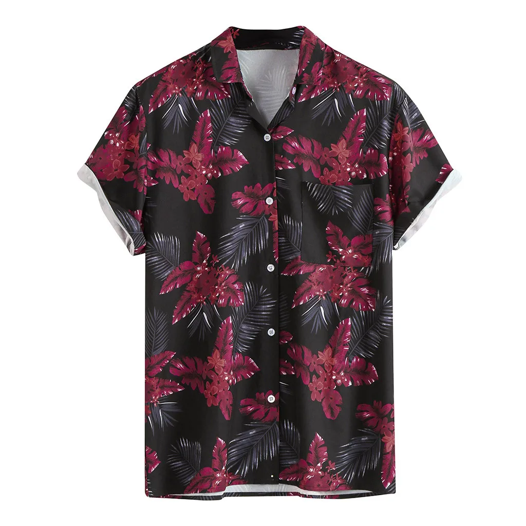 Black Повседневные Гавайские мужские рубашки Camisa мужская рубашка с отложным воротником в полоску с коротким рукавом Свободная Блуза Топ уличная Camisa masculina - Цвет: Black