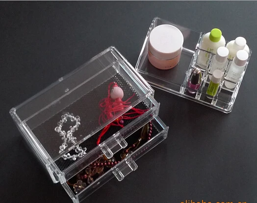 Слой 2 jewelry box Акриловые Косметические Организатор Ящика Макияж Чемодан Вставить