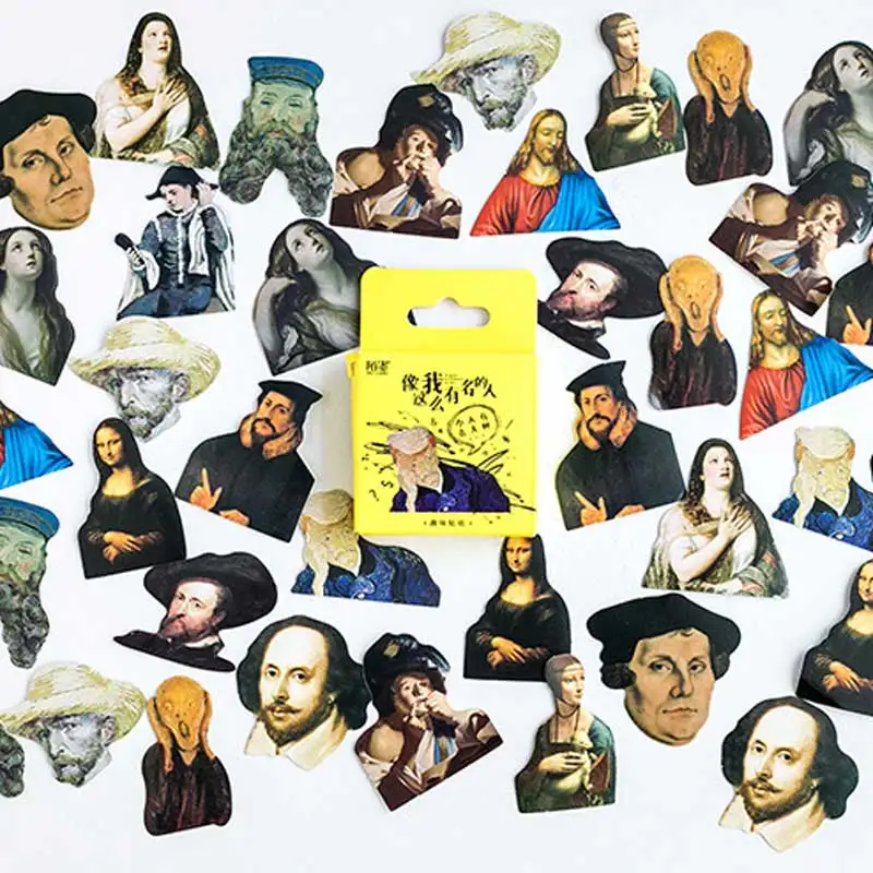 45 шт./кор. известные люди Gogh Mona Lisa наклейки клейкая декоративная наклейка для